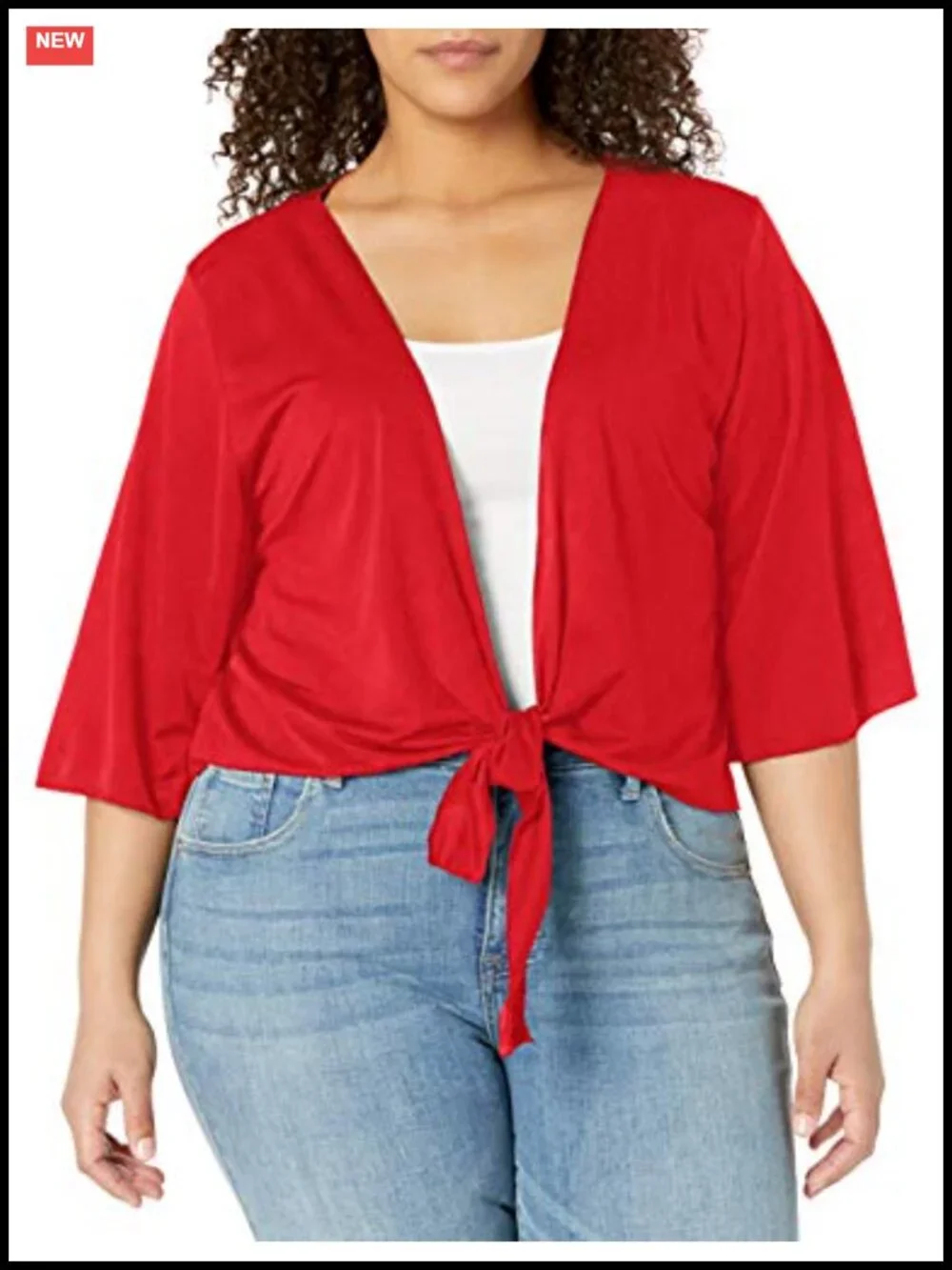 Tie Front Bell Sleeve Shrug Sweater